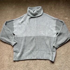 Grey turtleneck knit sweater